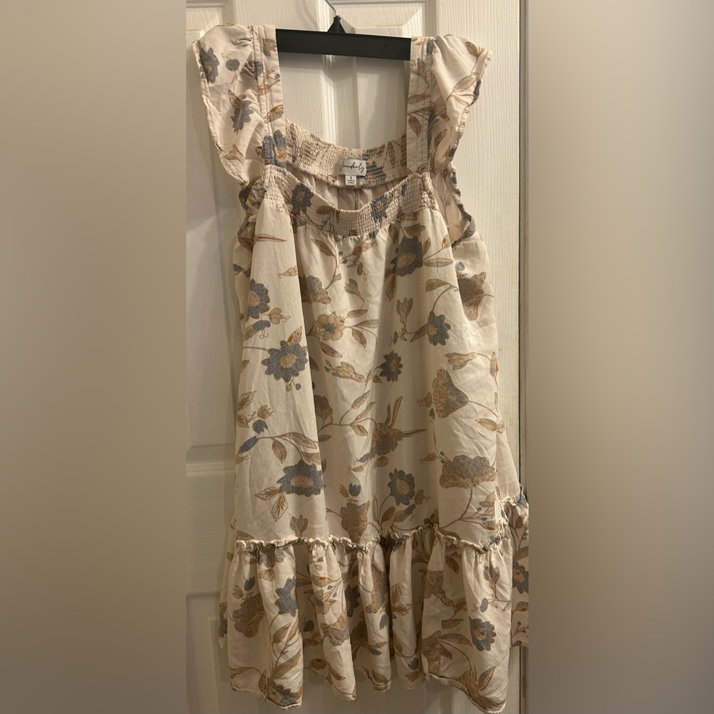 Wonderly Floral Cream and Blue Junior’s Dress